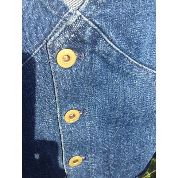Pilcro cropped denim vest women 10 jean babydoll western boho yellowstone button - Picture 6 of 9